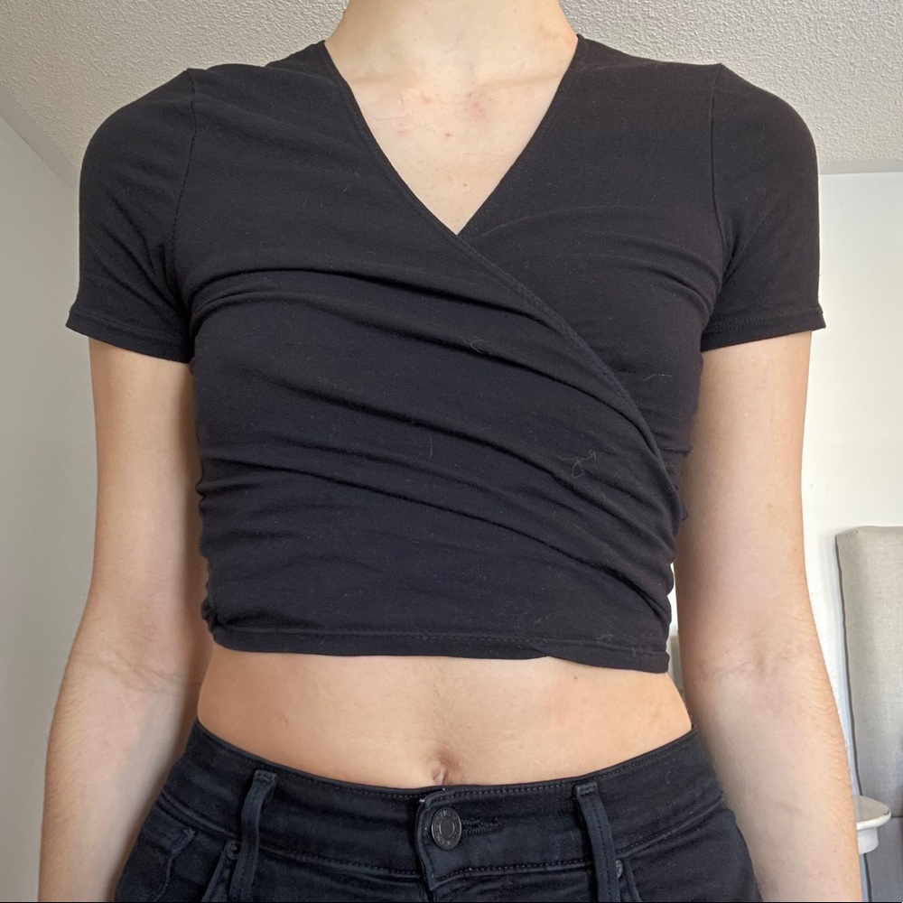 Brandy Melville black wrap top